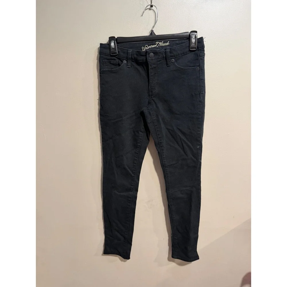 Universal Thread Womens Black Mid Rise Skinny Jeans Size 2/26R Stretch Denim